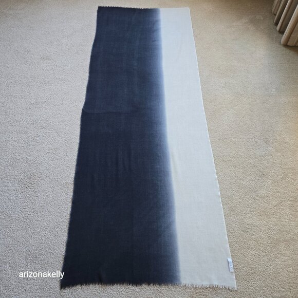 Masai Copenhagen Wool Scarf Gradient Ombre Lightweight Black White - Picture 10 of 10